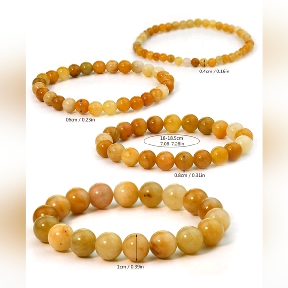 4 Gemstone Bracelets Yellow Jade Natural Crystal Stone - Picture 3 of 7